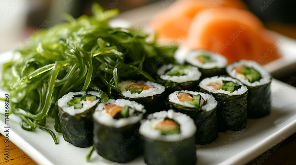 seaweed salad and sushi ai generative seaweed salad and sushi ai generative