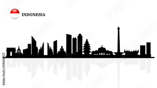 indonesia skyline, indonesia cityscape, indonesia skyscraper buildings vector silhouette. vector illustrator
