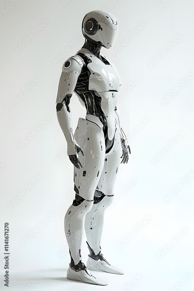 A sleek, futuristic robot model showcasing advanced design and technology. A sleek, futuristic robot model showcasing advanced design and technology.