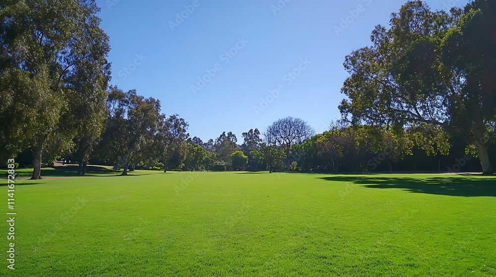 Sun-Drenched Golf Course Fairway in Los Angeles, California. AI Generated