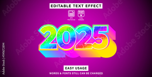 Editable text effect new year 2025 style