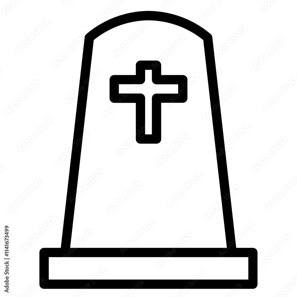 Fototapeta premium Cemetery City Tomb Line Icon