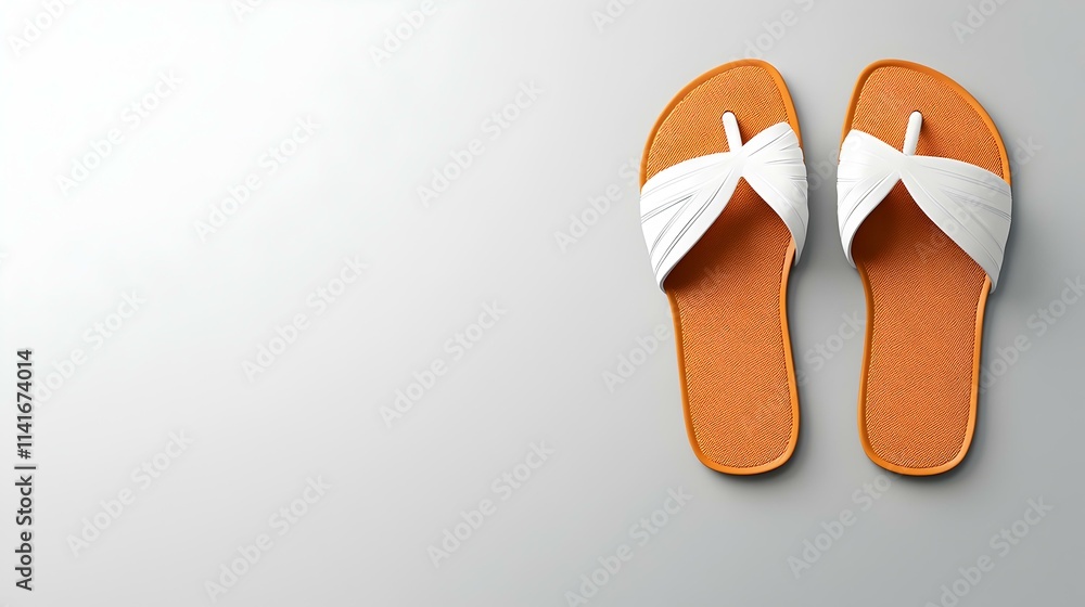 Stylish Casual Flip Flops with White Strap and Orange Sole Stylish Casual Flip Flops with White Strap and Orange Sole