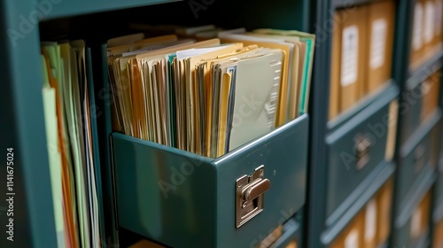 A locked file cabinet with medical records inside, emphasizing confidentiality in healthcare 