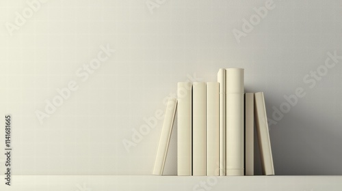 Layered paper cutout stack of books on soft gradient background photo