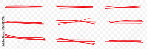 Grunge scribble circle, ellipse, lines, red marker isolated on transparent background. eps 10.