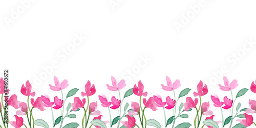 Watercolor flowers frame, background for design template.