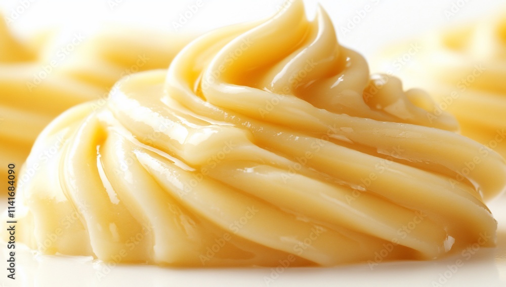 Close-up of creamy, swirling pastry cream. Close-up of creamy, swirling pastry cream.