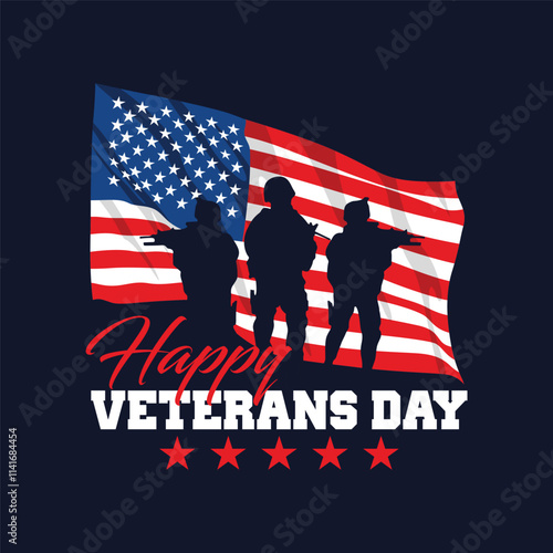 vector greeting card happy veterans day