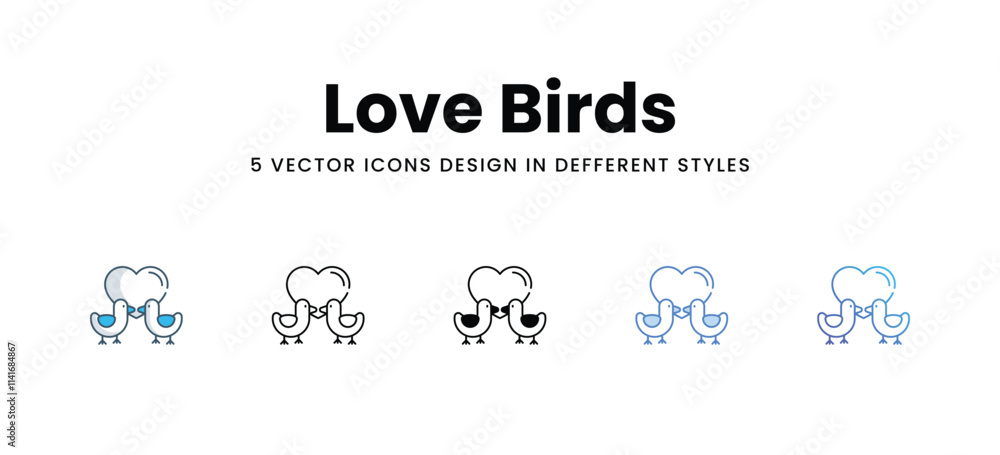 Love Birds icons in different style vector stock illustration Love Birds icons in different style vector stock illustration