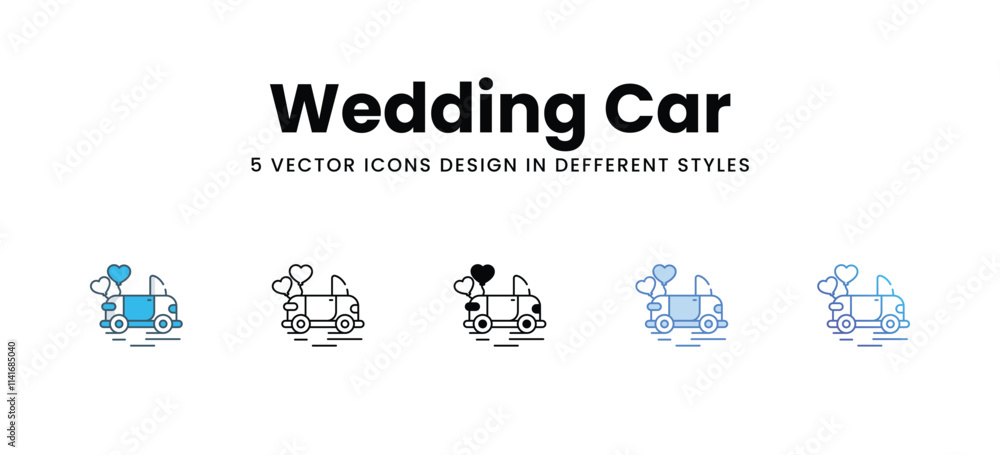 Wedding Car icons in different style vector stock illustration Wedding Car icons in different style vector stock illustration