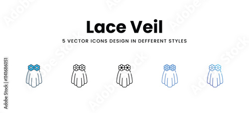 Lace Veil icons in different style vector stock illustration