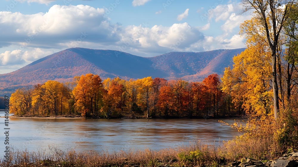 Autumn Glory: Spectacular Fall Foliage in the Catskill Mountains, New York. AI Generated Autumn Glory: Spectacular Fall Foliage in the Catskill Mountains, New York. AI Generated