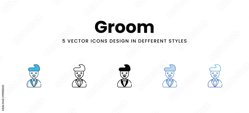 Groom icons in different style vector stock illustration Groom icons in different style vector stock illustration