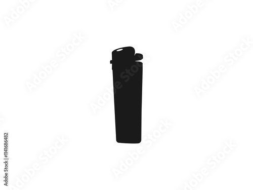 Disposable lighter silhouette icon. lighter silhouette vector illustration concept. Lighter icon vector icon set in black and white color. Gas lighter silhouette isolated on white background.