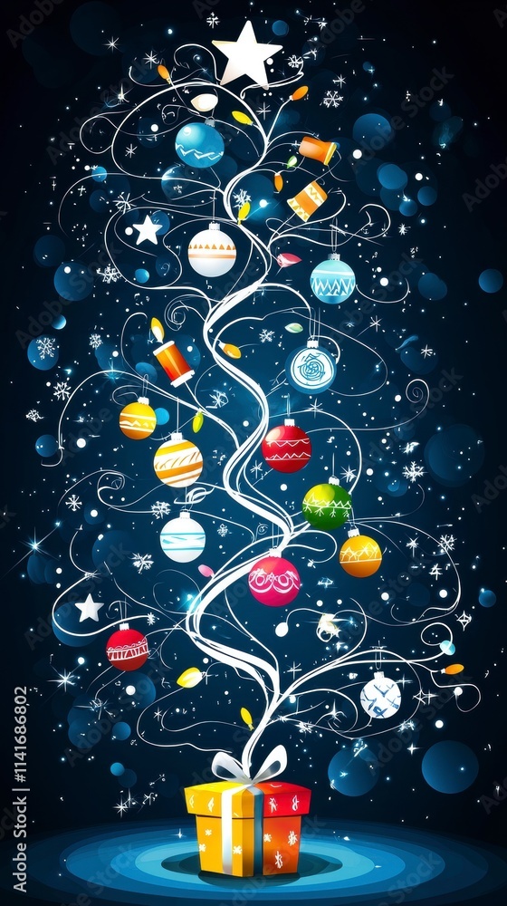 Magical Christmas Tree Emerging from Gift Box Magical Christmas Tree Emerging from Gift Box