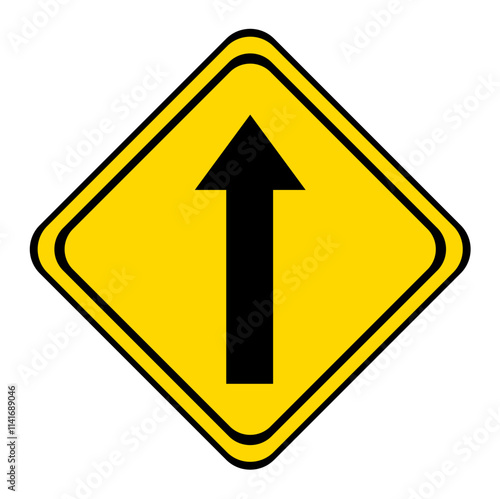 warning road sign on a yellow and black board in the shape of a rhombus. the road straight. Free Download warning road sign on a yellow and black board in the shape of a rhombus. the road straight. - GFXLoad