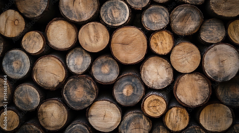 Stacked Firewood Logs: A Rustic Autumn Texture. AI Generated Stacked Firewood Logs: A Rustic Autumn Texture. AI Generated