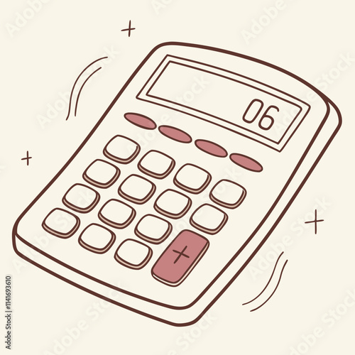 A calculator icon with a clean design, featuring large buttons, on a transparent background Illustrator Artwork