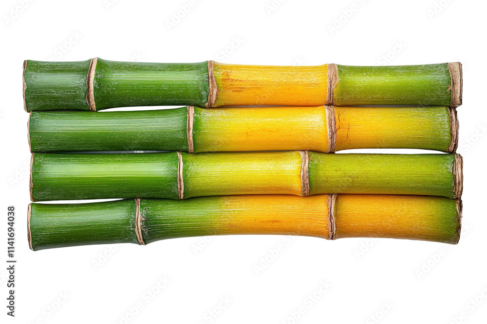 Fototapeta premium Green and Yellow Bamboo sticks isolated on transparent background