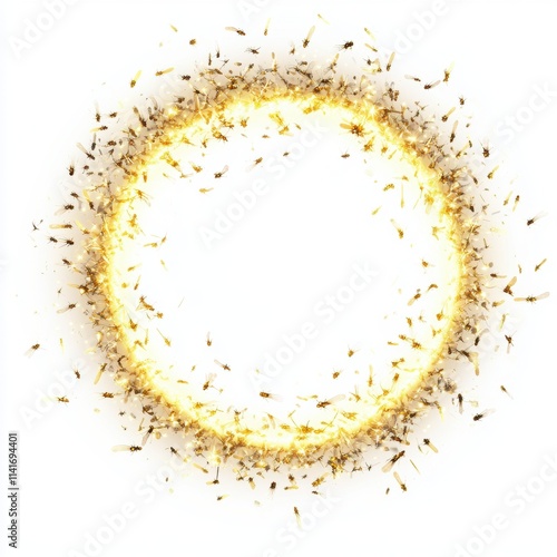 Swarming insects create glowing circle nature photography close-up vibrant environment abstract concept