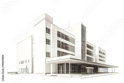 Wallpaper Mural Modern hospital building design with large windows and clean lines Torontodigital.ca