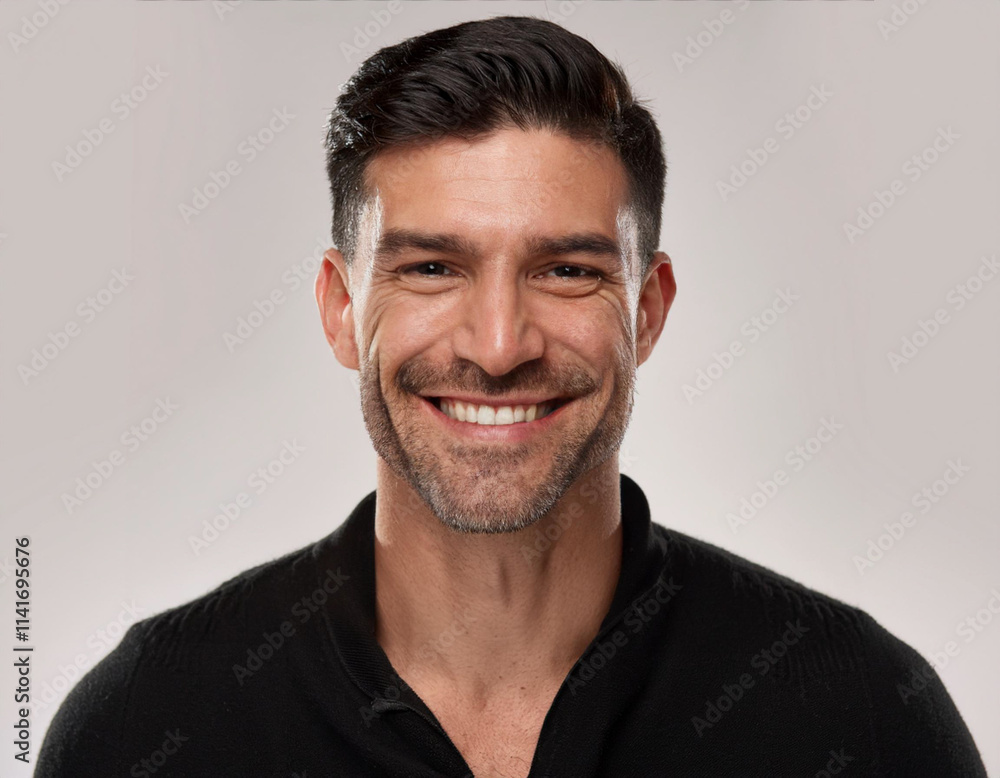 Obraz premium Smiling Hispanic Man Headshot in Studio