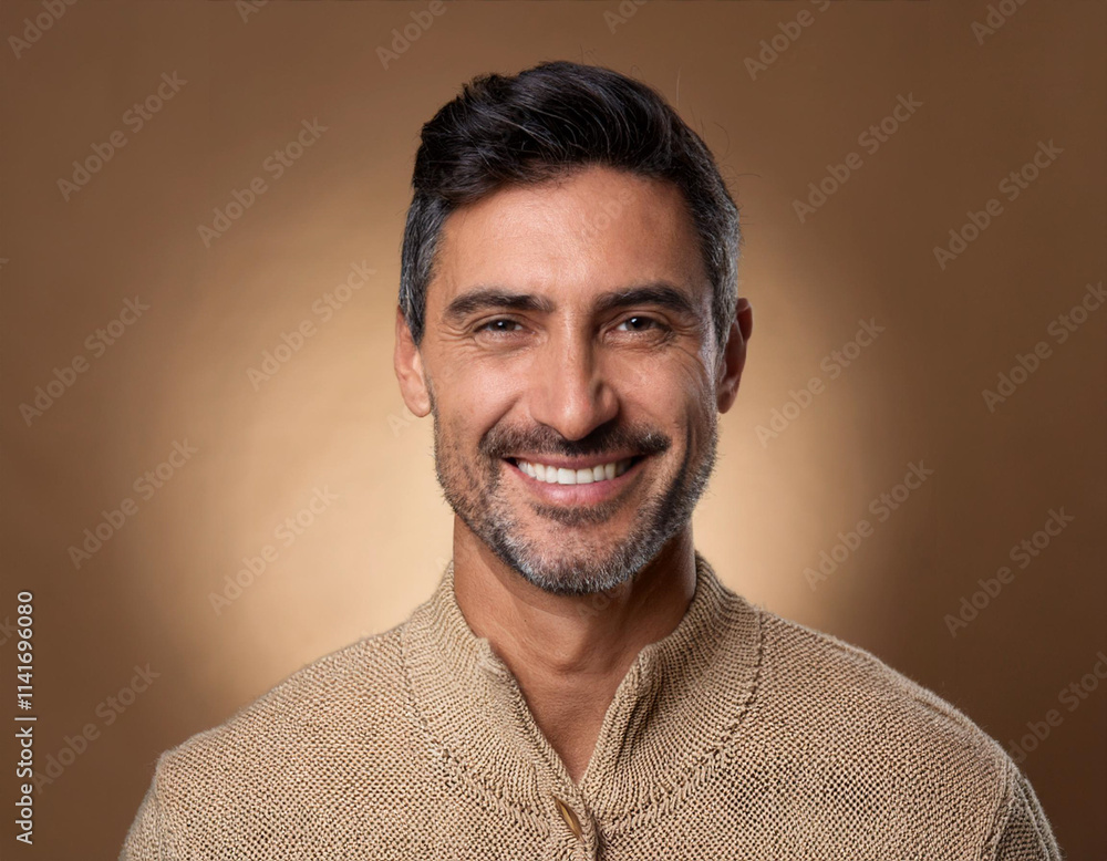 Fototapeta premium Smiling Hispanic Man Headshot in Studio