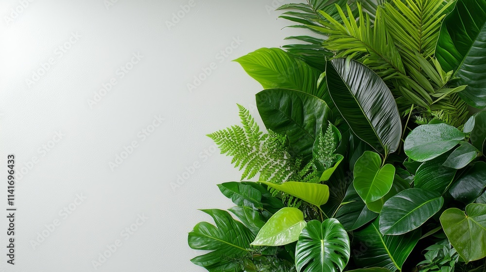 Obraz premium Vibrant Green Plant Against White Wall