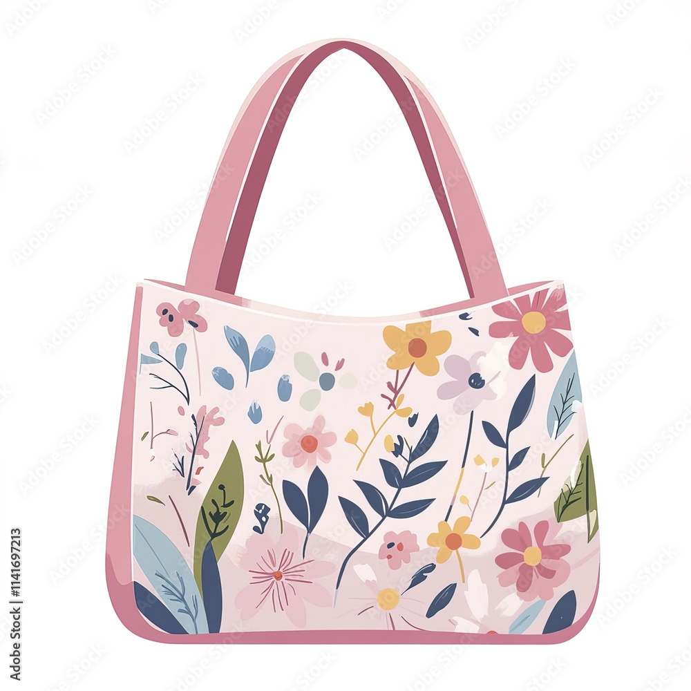 floral pattern shoulder bag in soft pink tones, perfect for casual outings floral pattern shoulder bag in soft pink tones, perfect for casual outings