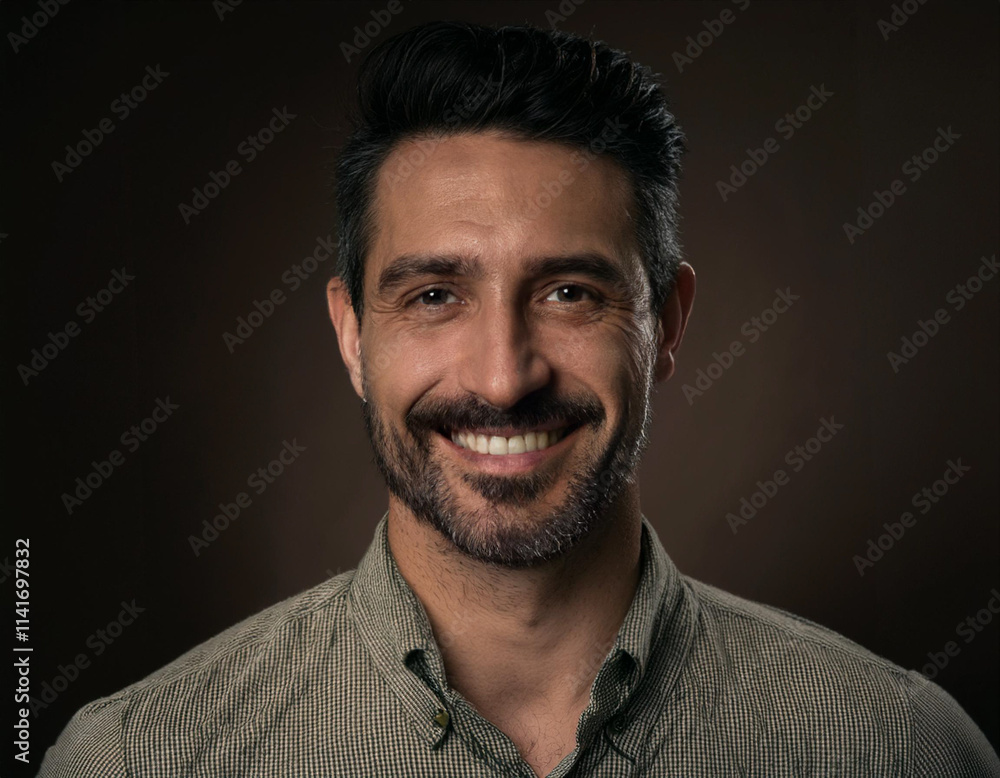 Smiling Hispanic Man Headshot in Studio Smiling Hispanic Man Headshot in Studio