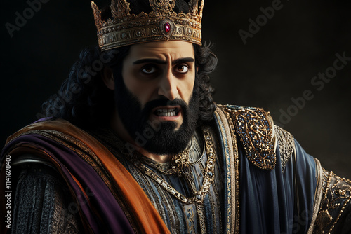 Close up of the angry King David from the Bible photo