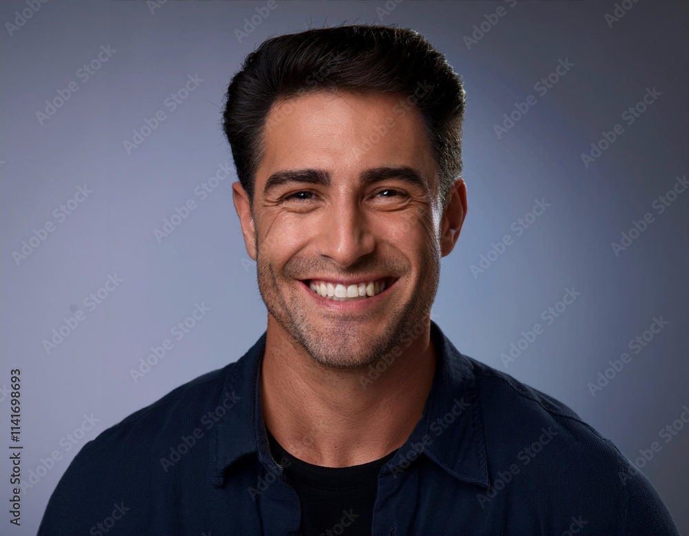 Smiling Hispanic Man Headshot in Studio Smiling Hispanic Man Headshot in Studio