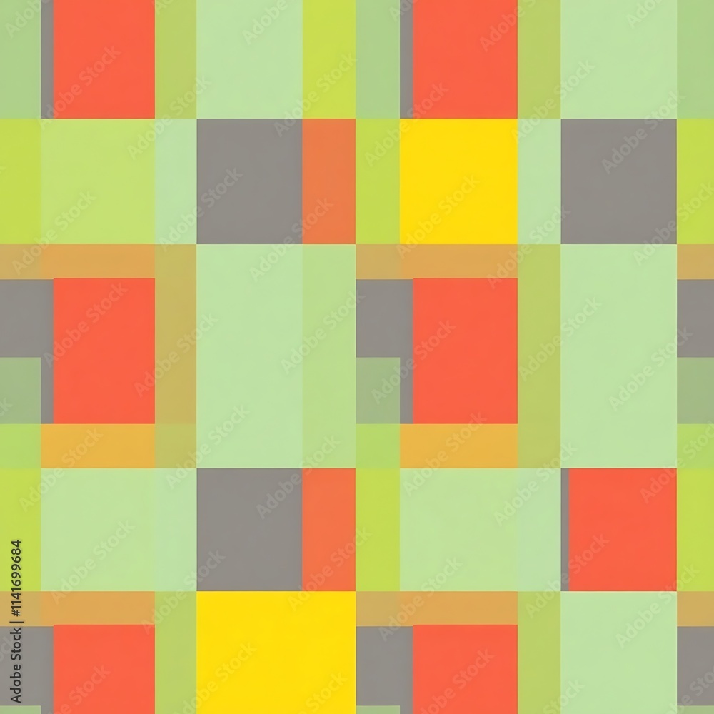 Abstract Geometric Pattern: A vibrant and dynamic digital illustration featuring a repeating pattern of geometric shapes in shades of green, red, yellow, and gray. Abstract Geometric Pattern: A vibrant and dynamic digital illustration featuring a repeating pattern of geometric shapes in shades of green, red, yellow, and gray.