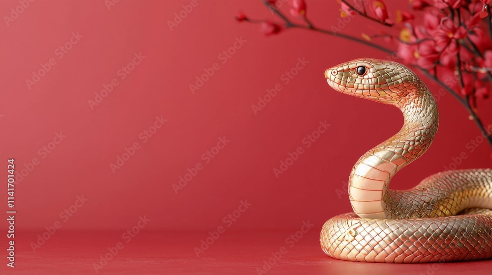 Fototapeta premium Luxurious Red and Gold Table Setup with Snake Accent