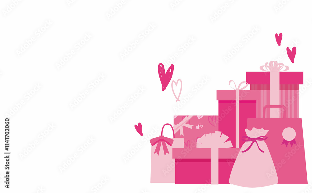 かわいいピンクのプレゼントイラスト素材