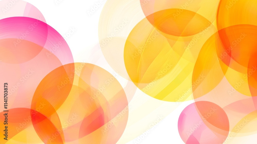 Obraz premium Colorful abstract circles, pink yellow orange translucent overlapping shapes