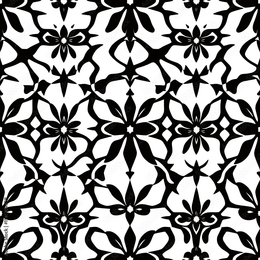 Black and White Floral Damask Pattern Black and White Floral Damask Pattern