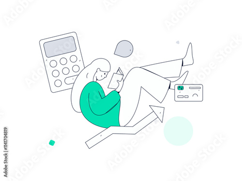 Internet financial management investment flat vector concept operation hand drawn illustration
