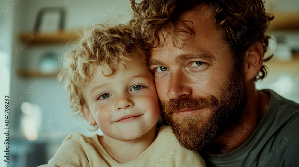 Father and son sharing a joyful moment at home Father and son sharing a joyful moment at home