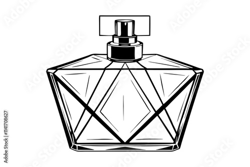 Liner art of a luxury perfume bottle. Vector illustration