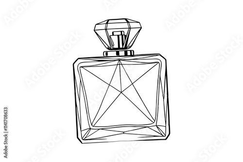 Liner art of a luxury perfume bottle. Vector illustration