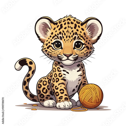 Leopard Sitting kawaii vector A leopard with the word cheetah on it illustration photo