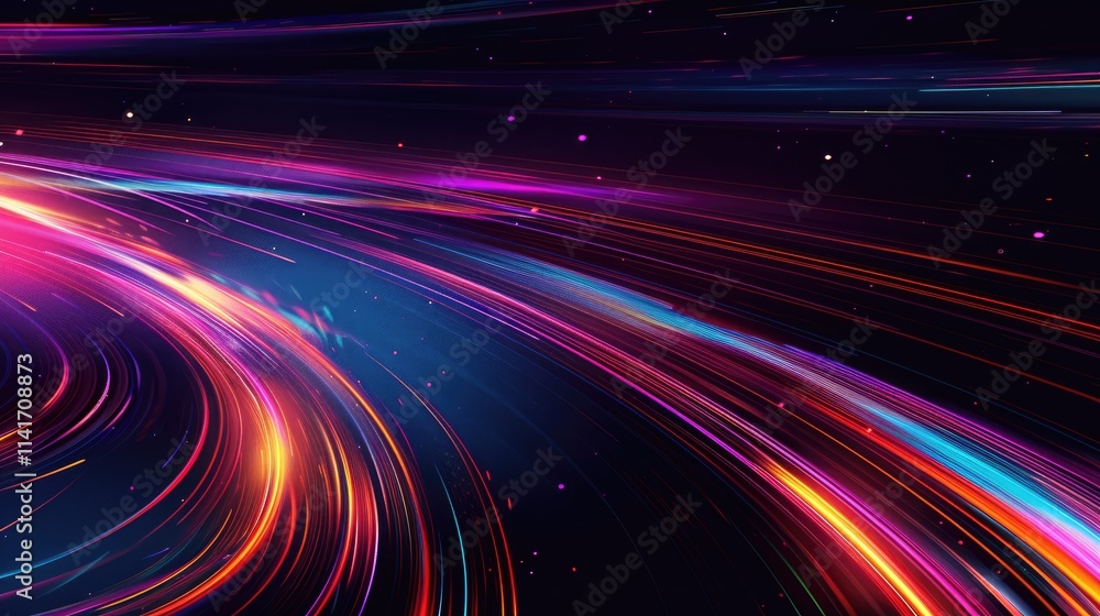 Abstract colorful light trails against a dark background, evoking motion and energy. Abstract colorful light trails against a dark background, evoking motion and energy.
