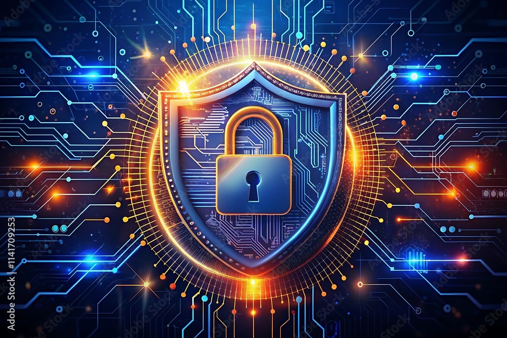 Cyber security with key icon on dark digital technology background Cyber security with key icon on dark digital technology background