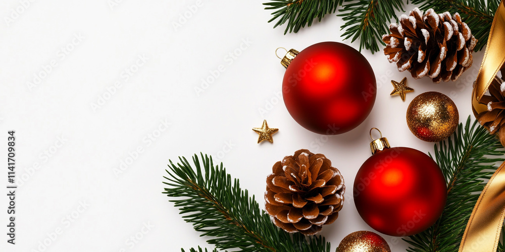 Elegant Christmas Ornaments with Gold Ribbons, Pine Cones, and Sparkles Elegant Christmas Ornaments with Gold Ribbons, Pine Cones, and Sparkles