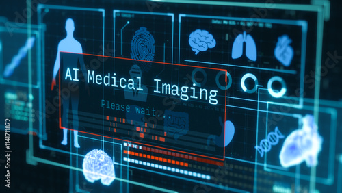 AI in medicine and healthcare, medical diagnosis, artificial intelligence in medical imaging, remote patient monitoring, telehealth, futuristic interface, technology innovation (3d render)