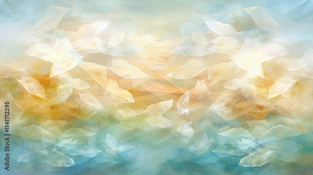 Obraz premium Tranquil watercolor blend of blue and beige inviting creativity and calmness to the mind