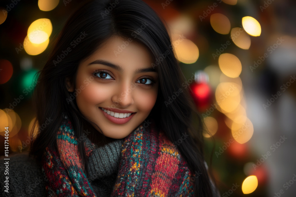 Portrait of a smiling Indian ethnic female in a festive background Portrait of a smiling Indian ethnic female in a festive background