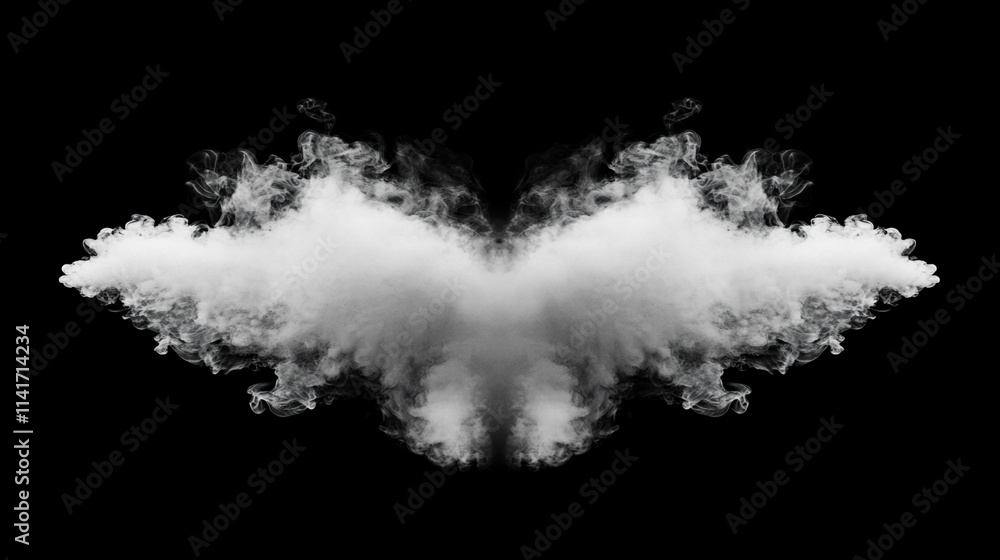 Naklejka premium Dense, dramatic smoke billows outward, creating an ominous empty center. Perfect for spooky Halloween themes, it symbolizes chaos, mystery, and the unknown, evoking tension and eerie vibes